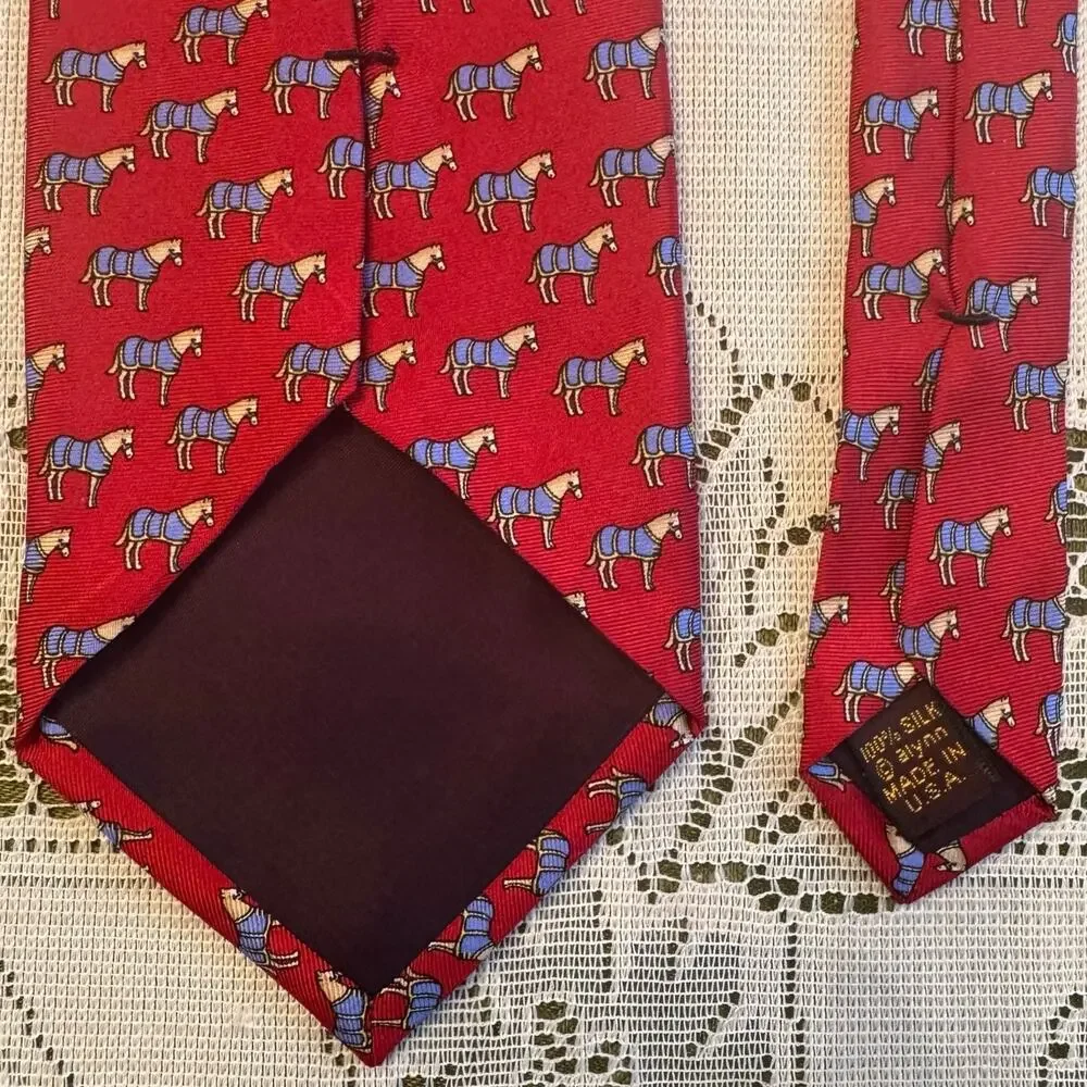 Alynn Neckwear Horse with Blanket Red / Blue Silk Tie 59